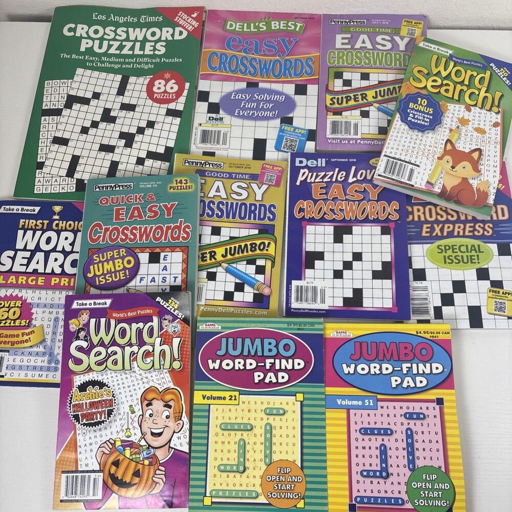 Lot of 12 Dell Penny Press LA Times Kappa Break Easy Crossword Puzzle Books